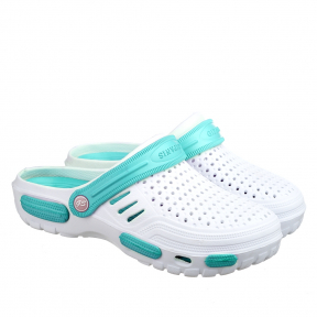 Жіночі шльопанці СД-48 біло-бірюзовий