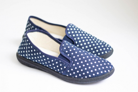 Женские мокасины 203 синий горох - Фото 1
