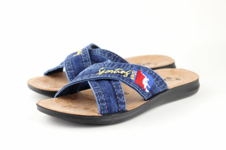 Мужские шлепанцы джинс шлейка спорт - Фото 1