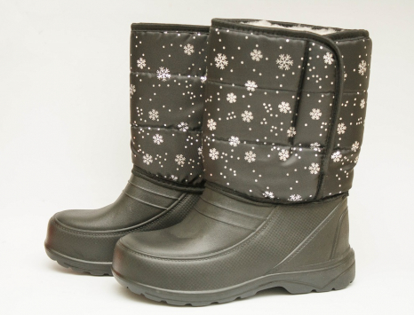 Женские дутики Липучка снежинка белые - Фото 1